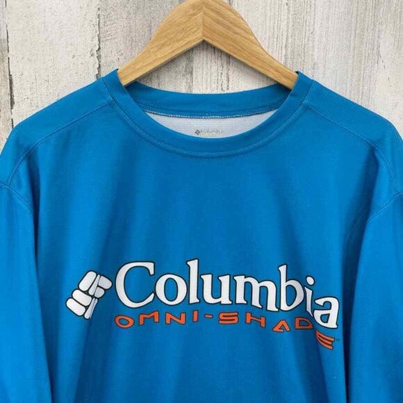 Columbia Omni-Shade Shirt Mens XL Blue Polyester‎ Highroad - Picture 3 of 10